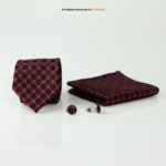 Purple And Black Geometric Silk Pattern |Tie Gift Set – 3pc Premium Silk Necktie, Pocket Square & Cufflinks TS-1160