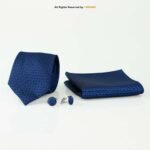 Dark Blue Silk Necktie Pattern |Tie Gift Set – 3pc Premium Silk Necktie, Pocket Square & Cufflinks TS-1161 - Image 2