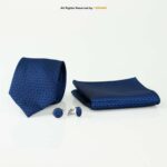 Dark Blue Silk Necktie Pattern |Tie Gift Set – 3pc Premium Silk Necktie, Pocket Square & Cufflinks TS-1161