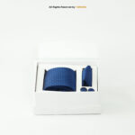Dark Blue Silk Necktie Pattern |Tie Gift Set – 3pc Premium Silk Necktie, Pocket Square & Cufflinks TS-1161 - Image 3