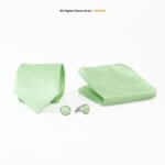 Light Green Textured  Pattern |Tie Gift Set – 3pc Premium Silk Necktie, Pocket Square & Cufflinks TS-1163 - Image 2
