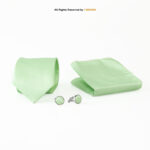 Light Green Textured  Pattern |Tie Gift Set – 3pc Premium Silk Necktie, Pocket Square & Cufflinks TS-1163