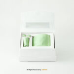 Light Green Textured  Pattern |Tie Gift Set – 3pc Premium Silk Necktie, Pocket Square & Cufflinks TS-1163 - Image 3