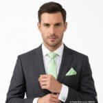 Light Green Textured  Pattern |Tie Gift Set – 3pc Premium Silk Necktie, Pocket Square & Cufflinks TS-1163