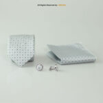 Light Gray Men's Formal |Tie Gift Set – 3pc Premium Silk Necktie, Pocket Square & Cufflinks TS-1164