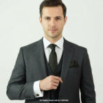 Black Necktie Yellow Dotted Design |Tie Gift Set – 3pc Premium Silk Necktie, Pocket Square & Cufflinks TS-1165