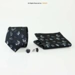 Navy Signature Silk Floral Design |Tie Gift Set – 3pc Premium Silk Necktie, Pocket Square & Cufflinks TS-1166 - Image 2