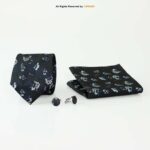 Navy Signature Silk Floral Design |Tie Gift Set – 3pc Premium Silk Necktie, Pocket Square & Cufflinks TS-1166