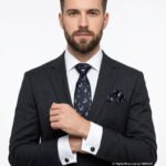 Navy Signature Silk Floral Design |Tie Gift Set – 3pc Premium Silk Necktie, Pocket Square & Cufflinks TS-1166