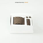 Brown Patterned Silk |Tie Gift Set – 3pc Premium Silk Necktie, Pocket Square & Cufflinks TS-1168 - Image 3