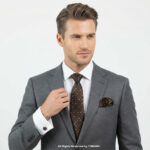 Brown Patterned Silk |Tie Gift Set – 3pc Premium Silk Necktie, Pocket Square & Cufflinks TS-1168