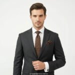 Brown And Geometric Patterned |Tie Gift Set – 3pc Premium Silk Necktie, Pocket Square & Cufflinks TS-1169