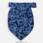 PREFOLD Royal Blue & Ice Blue Paisley Men's Neck Scarf, Pocket Square Set-NS-1045