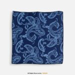 PREFOLD Royal Blue & Ice Blue Paisley Men's Neck Scarf, Pocket Square Set-NS-1045 - Image 2