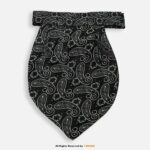 PREFOLD Black & Silver Paisley Men's Neck Scarf, Pocket Square Set-NS-1046