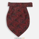 PREFOLD Crimson Red & Black Baroque Medallion Paisley Men's Neck Scarf, Pocket Square Set-NS-1050