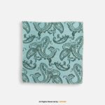PREFOLD Mint Green & Teal Paisley Men's Neck Scarf, Pocket Square Set-NS-1051 - Image 2