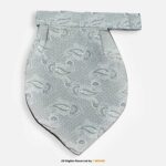 PREFOLD White & Gray Paisley Men's Neck Scarf, Pocket Square Set-NS-1052