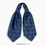 Blue & Black Paisley Men's Ascot Cravat Tie, Pocket Square Set-NS-1054