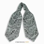 Slate Gray & Silver Paisley Men's Ascot Cravat Tie, Pocket Square Set-NS-1055
