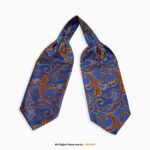 Cobalt Blue & Orange Paisley Men's Ascot Cravat Tie, Pocket Square Set-NS-1056