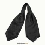 Midnight Black Paisley Men's Ascot Cravat Tie, Pocket Square Set-NS-1058
