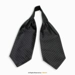 Black and White Pin-Dot Paisley Men's Ascot Cravat Tie, Pocket Square Set-NS-1059