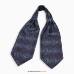 Cobalt Blue, Orange, & Silver Paisley Men's Ascot Cravat Tie, Pocket Square Set-NS-1060