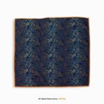 Cobalt Blue, Orange, & Silver Paisley Men's Ascot Cravat Tie, Pocket Square Set-NS-1060 - Image 2