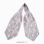 Dove Gray & Pink Paisley Men's Ascot Cravat Tie, Pocket Square Set-NS-1061