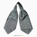 Slate Gray & Silver Paisley Men's Ascot Cravat Tie, Pocket Square Set-NS-1062