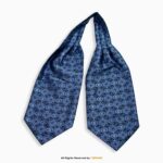 Royal Blue Geometric Mosaic Paisley Men's Ascot Cravat Tie, Pocket Square Set-NS-1063