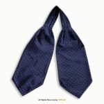 Navy Blue Pin-Dot Paisley Men's Ascot Cravat Tie, Pocket Square Set-NS-1064
