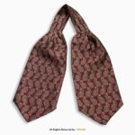 Burgundy & Gold Paisley Men's Ascot Cravat Tie, Pocket Square Set-NS-1065