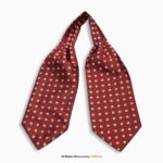 Ruby Red Geometric Medallion Paisley Men's Ascot Cravat Tie, Pocket Square Set-NS-1067
