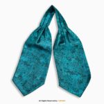 Teal Blue & Cyan Paisley Men's Ascot Cravat Tie, Pocket Square Set-NS-1068
