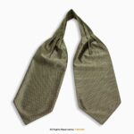 Olive Green & Bronze Micro-Basketweave Paisley Men's Ascot Cravat Tie, Pocket Square Set-NS-1069