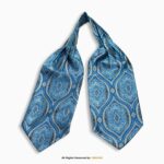 Cerulean Blue & Gold Medallion Paisley Men's Ascot Cravat Tie, Pocket Square Set-NS-1070