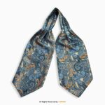 Royal Blue & Gold Paisley Men's Ascot Cravat Tie, Pocket Square Set-NS-1072