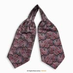 Crimson Red & Blue Paisley Men's Ascot Cravat Tie, Pocket Square Set-NS-1073