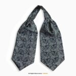 Slate Gray & Charcoal Silver Paisley Men's Ascot Cravat Tie, Pocket Square Set-NS-1074