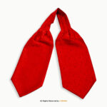 Scarlet Red Paisley Men's Ascot Cravat Tie, Pocket Square Set-NS-1075