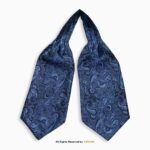 Royal Blue Paisley Men's Ascot Cravat Tie, Pocket Square Set-NS-1076