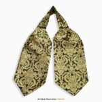 Gold & Black Damask Baroque Paisley Men's Ascot Cravat Tie, Pocket Square Set-NS-1077