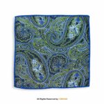 Blue & Green Paisley Men's Ascot Cravat Tie, Pocket Square Set-NS-1078 - Image 2