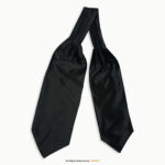 Jet Black Satin Paisley Men's Ascot Cravat Tie, Pocket Square Set-NS-1079