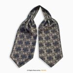 Navy Blue and Gold Paisley Men's Ascot Cravat Tie, Pocket Square Set-NS-1080