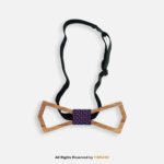 Hollow Wooden Bow Tie with Red & Blue Check Knot BT-1033 - Image 2