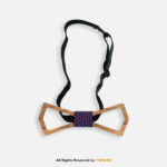 Hollow Wooden Bow Tie with Red & Blue Check Knot BT-1033