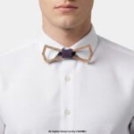 Hollow Wooden Bow Tie with Red & Blue Check Knot BT-1033